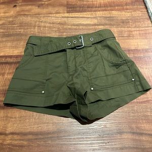Anthropology Army Green Belted Shorts